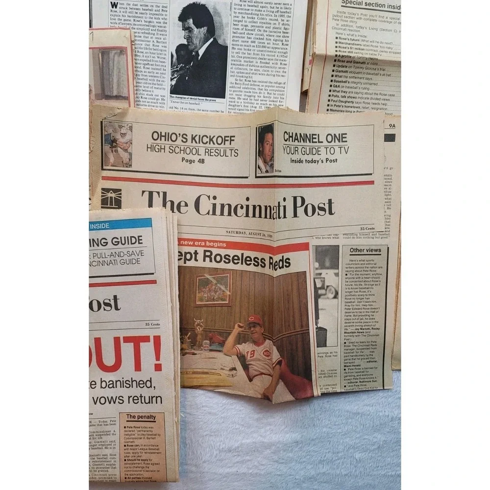 Lot Of Pete Rose 1989 Newspaper Clippings MLB Cincinnati Reds